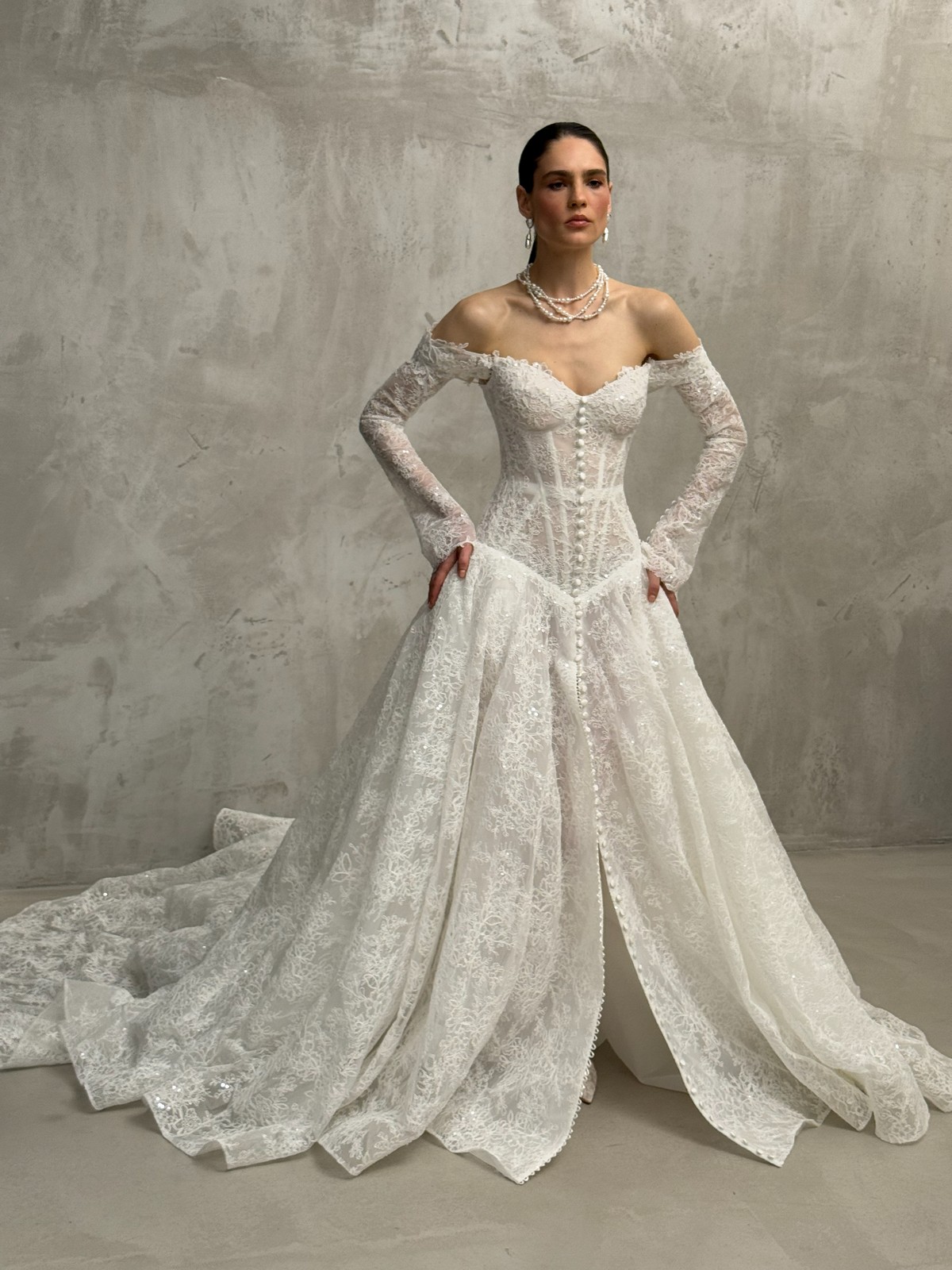 low waist lace wedding dress Guimard by rara avis, nz (7)