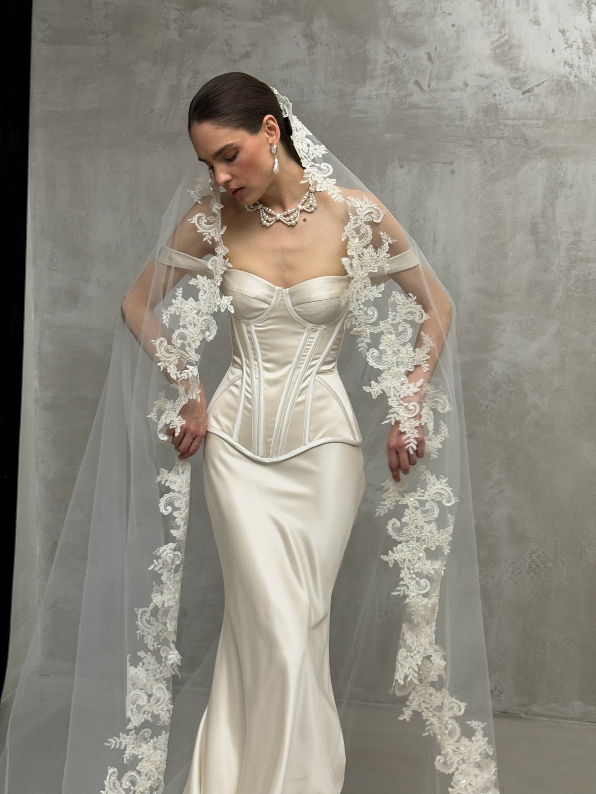 two-piece satin wedding dress Tiffany from rara avis at dell'amore bridal. nz 1