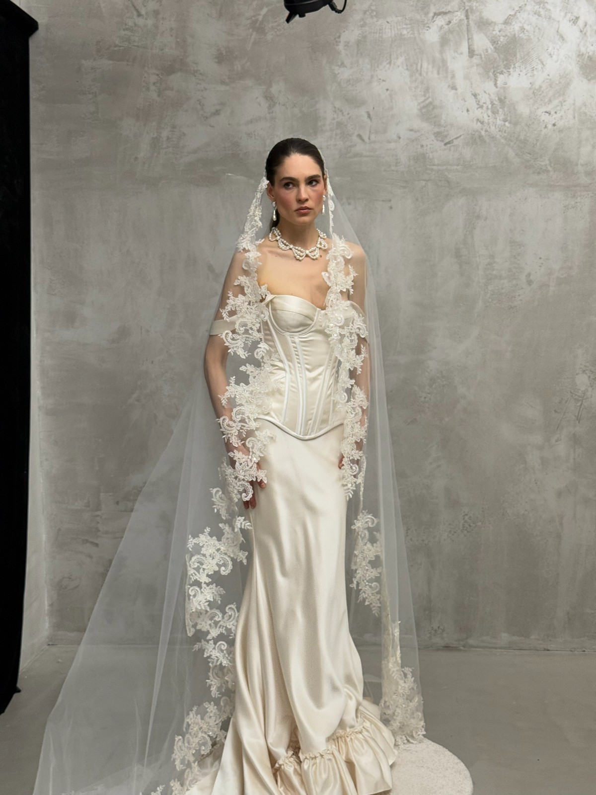 two-piece satin wedding dress Tiffany from rara avis at dell'amore bridal. nz 2