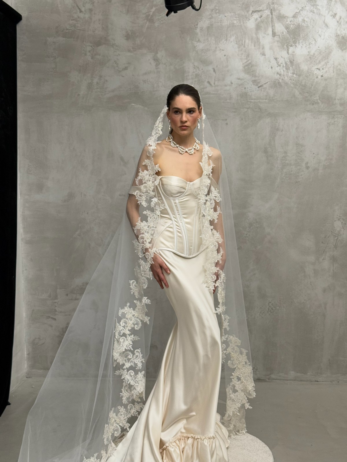 two-piece satin wedding dress Tiffany from rara avis at dell'amore bridal. nz3